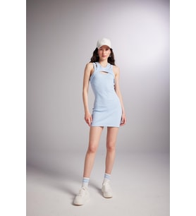 Halter Yakalı Fitilli Mini Carlin Elbise Mavi