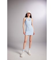 Halter Yakalı Fitilli Mini Carlin Elbise Mavi