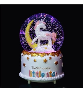 Kar Küresi Unicorn Yılbaşı Kar Küresi Otomatik Işıklı Müzikli