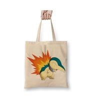 Pokemon Cyndaquil Beyaz Bez Çanta Uzun Saplı Alışveriş Çantası Plaj Çantası