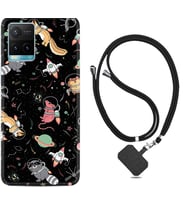 Vivo Y11S Y21S Y20 Y20S Y70 Kılıf Boyun Askılı Silikon Planet Animals 1771