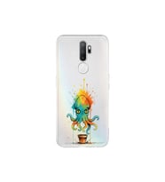 Oppo A5 2020 ile uyumlu Splash ahtapot tasarımlı şeffaf silikon kılıf