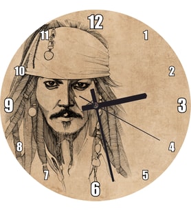 Cakatablo Kaptan Jack Sparrow Karakalem Portre Duvar Saati