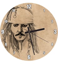 Cakatablo Kaptan Jack Sparrow Karakalem Portre Duvar Saati