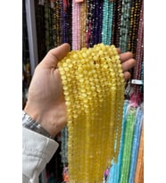 Selenit Taşı Küre Kesim Sarı 8mm Doğal Taş Dizi