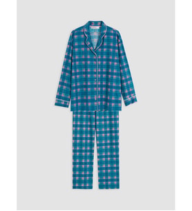 LCW DREAM Mavi Gömlek Yaka Ekose Kadın Pijama Takım
