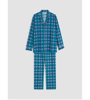 LCW DREAM Mavi Gömlek Yaka Ekose Kadın Pijama Takım