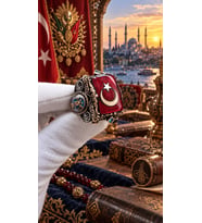 Takilingo 925 Ayar Gümüş Ay Yıldız Türk Bayrağı Motifli Özel Tasarım Erkek Yüzük