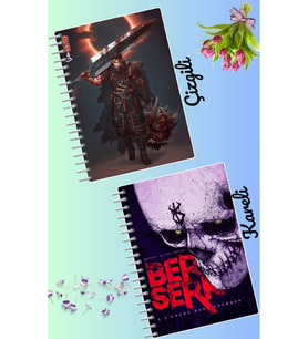 Berserk anime defter seti 2 adet A4 boyutu 21*30 çizgili + kareli 60 syf