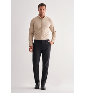 Siyah Yan Cep Düz Paça Pamuklu Comfort Fit Chino Casual Pantolon 1003255166