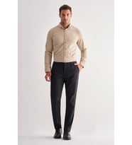Siyah Yan Cep Düz Paça Pamuklu Comfort Fit Chino Casual Pantolon 1003255166
