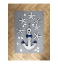 MEKTA HOME BEBEK VE ÇOCUK ODASI Çapa Desenli Gri Halı