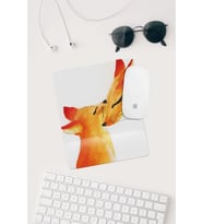 Turuncu Beyaz Tilki Çizimli Bilek Destekli Dikdörtgen Mouse Pad Mouse Altlığı.
