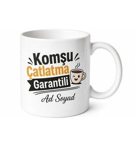 Komşu Çatlatacak Kadar Güzel Esprili Kahve Fincanı Görünümlü Kupa Hediye Bardak