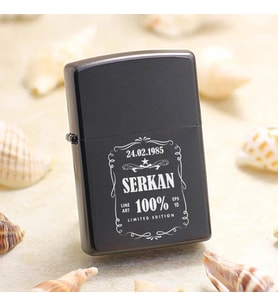 Doğum Gününe Hediye Özel Tasarım Metal Siyah Çakmak