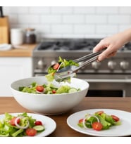 Çelik Salata ve Servis Maşası 21 cm – Çok Amaçlı Yemek, Makarna ve Salata Servis Pensesi