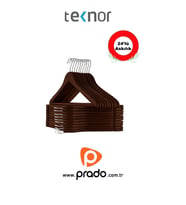 Teknor-Prado 24 Adet Ahşap Görünümlü Plastik A Kalite KAHVERENGİ Stil Elbise Askısı