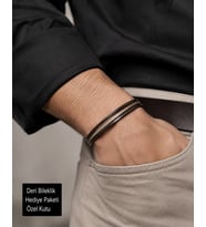 Wristelle – Ayarlanabilir Çok Katmanlı Erkek Deri Bileklik, Özel Hediye Kutulu