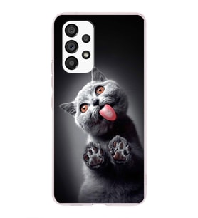 PrintiFy Samsung Galaxy A53 ile Uyumlu 1mm Slim Fit Kedi 2 050c Baskılı Şeffaf  Kılıf