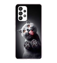 PrintiFy Samsung Galaxy A53 ile Uyumlu 1mm Slim Fit Kedi 2 050c Baskılı Şeffaf  Kılıf