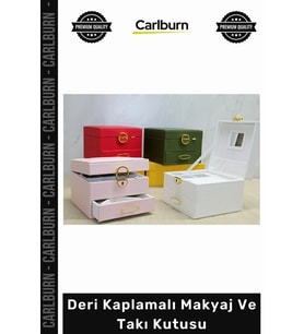 Özel Üretim Lüks Şık Bölmeli Organizer Aynalı Estetik Kaliteli Deri Kaplamalı Makyaj Takı Kutusu