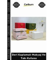 Özel Üretim Lüks Şık Bölmeli Organizer Aynalı Estetik Kaliteli Deri Kaplamalı Makyaj Takı Kutusu