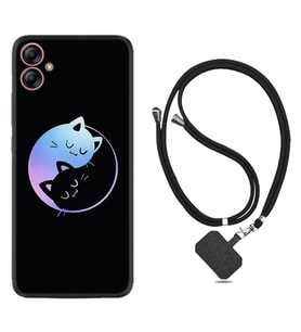 Samsung Galaxy A04E Kılıf Silikon Boyun Askılı İpli Desenli Silikon Love Cats 1604