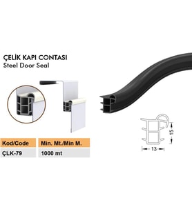 Contacall Çelik Kapı Kasa Fitili Contası Çelik Kapı Contası Siyah Renk 6 Metre 