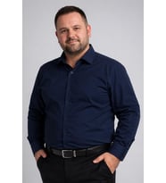 Lacivert Ekstra Büyük Yaka 4 Drop Rahat Kesim Micro Kumaş Kol Düğmeli Regular Erkek Gömlek // 189-12