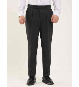 Antrasit Erkek Slim Fit Balıksırtı Desenli Klasik Pantolon