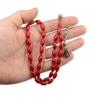 Osmanlı Benzetmesi Alpaka Püsküllü 12x7 mm Kapsül Kesim Sıkma Kehribar Tesbih