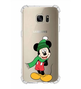 Samsung Galaxy S7 Edge  Köşe Korumalı Antişok Kapak Mickey Mouse Tasarımlı Şeffaf  Kılıf