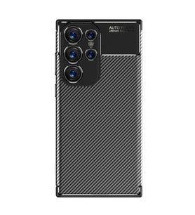Galaxy S23 Ultra Kılıf Zore Negro Karbon Tasarım Silikon Kılıf (Siyah)