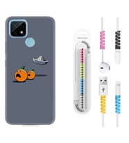 Realme C11 C21 C21Y C25Y C11 2021 Kılıf Kablo Koruma Spiral Silikon Orange Escape 1374