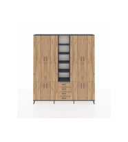 Arges Gardrop 17 Raflı 4 Çekmeceli 8 Kapaklı 220x30x243 Antrasit-Çam