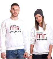 Tshirthane Mr Mrs Handsome Gorgeous Sevgili Kombinleri Sweatshirt Kombini (Tek Ürün Fiyatıdır.)