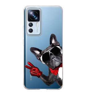 PrintiFy Xiaomi Mi 12T Pro ile Uyumlu 1mm Slim Fit Köpek 2 050e Baskılı Şeffaf  Kılıf