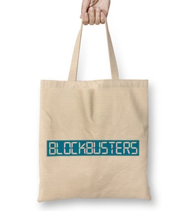 Retro Blockbusters Logo Bez Çanta Uzun Saplı