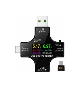 12'li USB & Type-C Dijital Güç Ölçer Test Cihazı, Voltaj ve Akım Ölçer