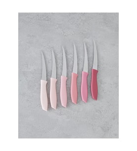 Şık Pembe 6'lı Çelik Bıçak Seti, 19,5 cm, Pratik ve Dayanıklı