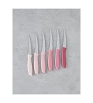Şık Pembe 6'lı Çelik Bıçak Seti, 19,5 cm, Pratik ve Dayanıklı