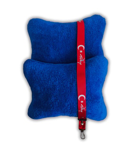 Peluş Ortopedik Araç Oto Koltuk Seyahat Boyun Yastığı 2'Li / Türkiye Kırmızı Oto Ayna Askısı (Mavi)