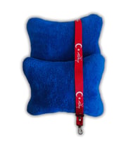 Peluş Ortopedik Araç Oto Koltuk Seyahat Boyun Yastığı 2'Li / Türkiye Kırmızı Oto Ayna Askısı (Mavi)