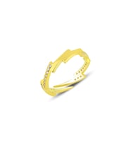 Gümüş altın yaldızlı zirkon taşlı şimşek modeli ayarlamalı yüzük SGTL12164GOLD (Rose)