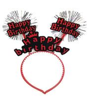 Happy Birthday Yazılı Püsküllü Neon Kırmızı Renk Doğum Günü Tacı 22x19 cm
