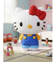 Örgü Desenli Hello Kitty Figürü - 3D Baskı Amigurumi Görünümlü Sanrio Koleksiyon Biblosu