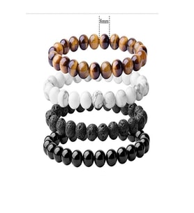 Doğal Taş 4 lü Set ( Kaplan Gözü - Beyaz Necef - Lav Taşı - Oniks )