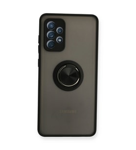 Samsung Galaxy A72 Kılıf Montreal Yüzüklü Silikon Kapak - Siyah