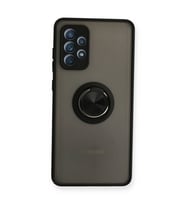 Samsung Galaxy A72 Kılıf Montreal Yüzüklü Silikon Kapak - Siyah