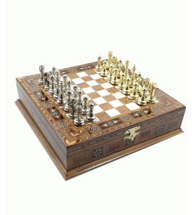 Sadaf İşieme Satranç ve Metal Taşlar (23 x 23) cm